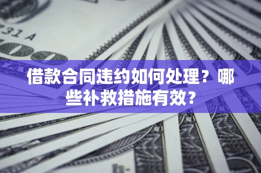 武汉借款合同违约如何处理？哪些补救措施有效？